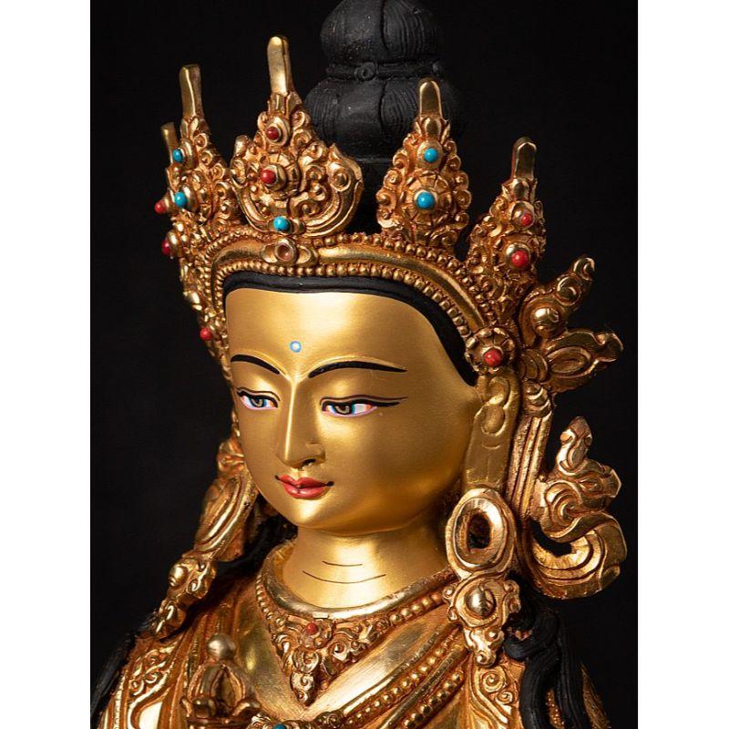 High Quality Nepali Bronze Gold-Face Chenrezig Statue from Nepal For Sale 7