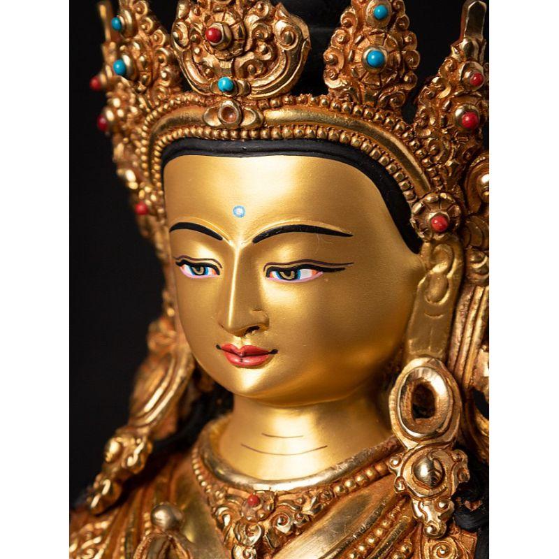 High Quality Nepali Bronze Gold-Face Chenrezig Statue from Nepal For Sale 10