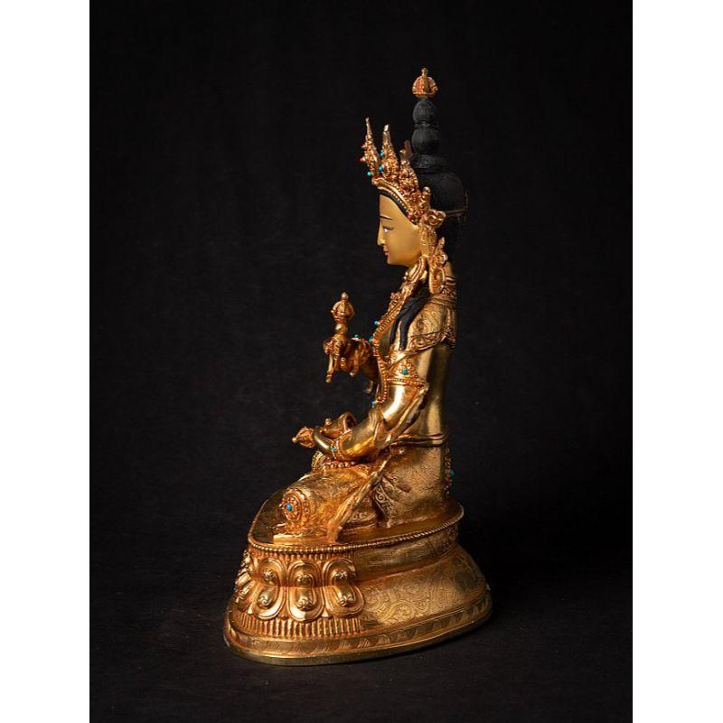 Nepalese High Quality Nepali Bronze Gold-Face Chenrezig Statue from Nepal For Sale