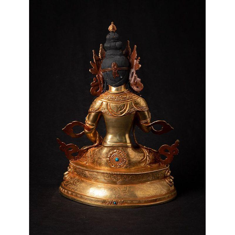 High Quality Nepali Bronze Gold-Face Chenrezig Statue from Nepal In Good Condition For Sale In DEVENTER, NL