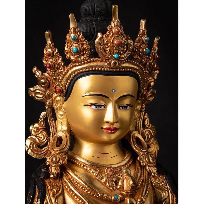 High Quality Nepali Bronze Gold-Face Chenrezig Statue from Nepal For Sale 3