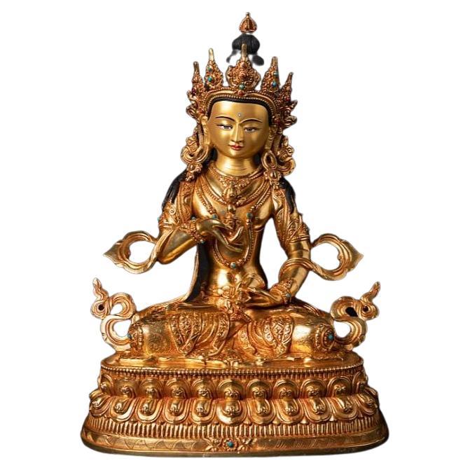Hochwertige Nepalesische Chenrezig-Statue aus Bronze mit Goldverzierung aus Nepal