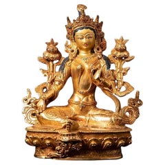 Tara de haute qualité en or vert face du Népal des Bouddhas d'origine