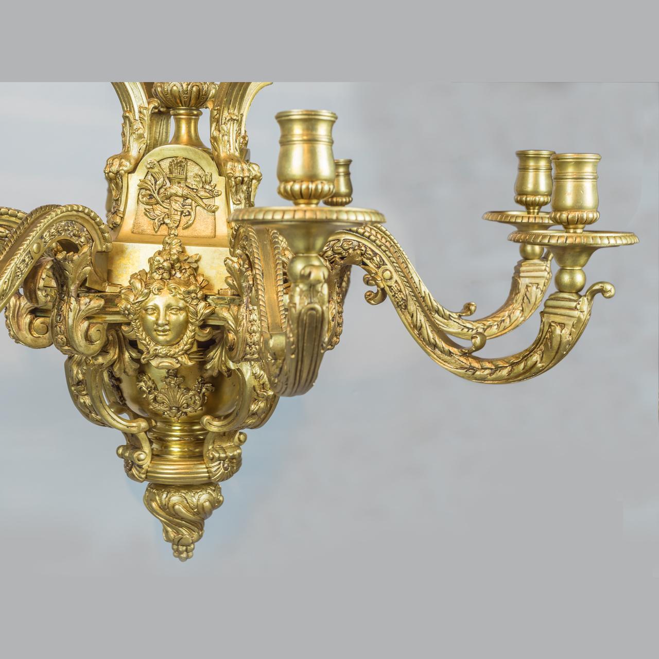 Regency High Quality of Regence Style Gilt-Bronze Chandelier, circa 1900 For Sale