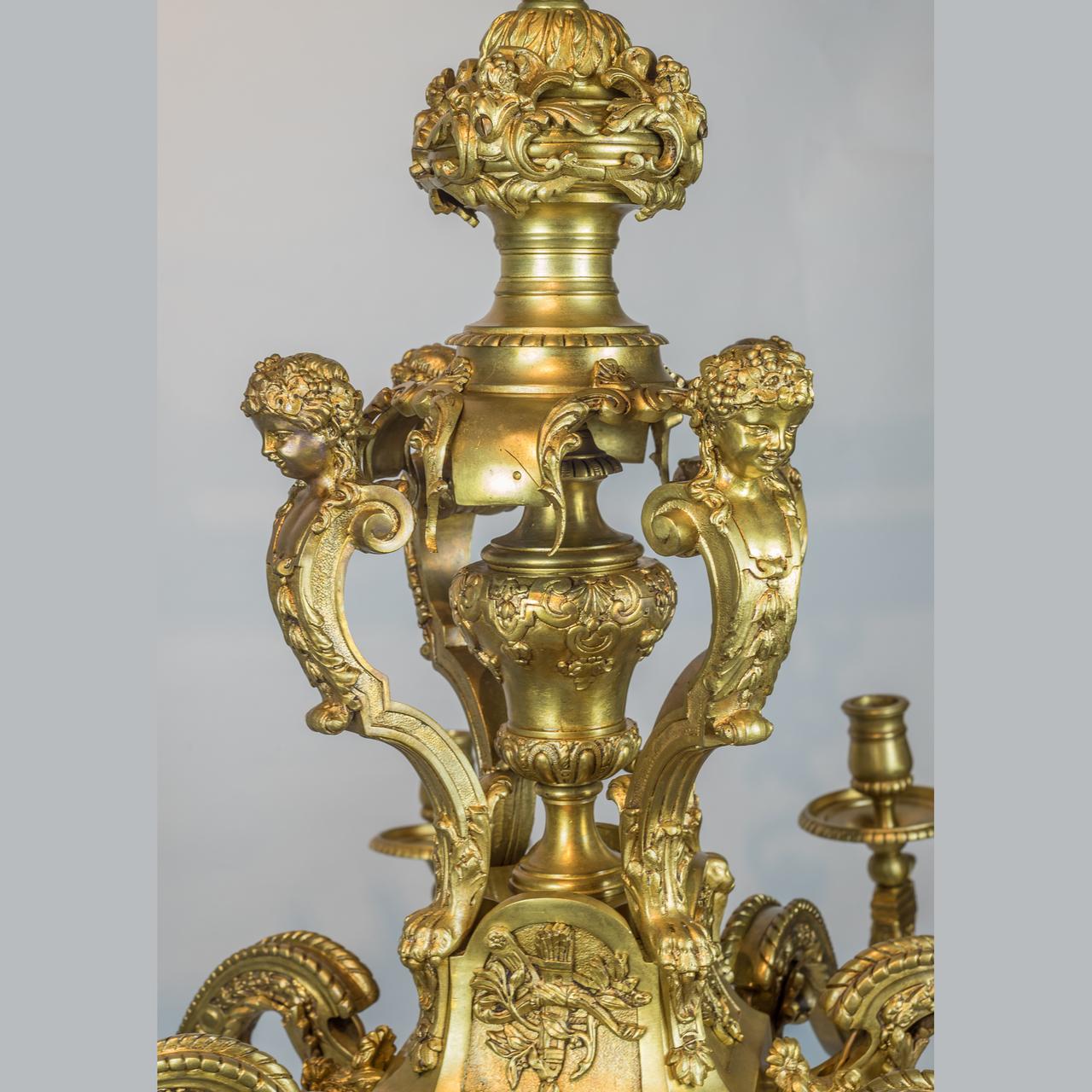 Dorato Lampadario in stile Regence in bronzo dorato di alta qualità, circa 1900 in vendita