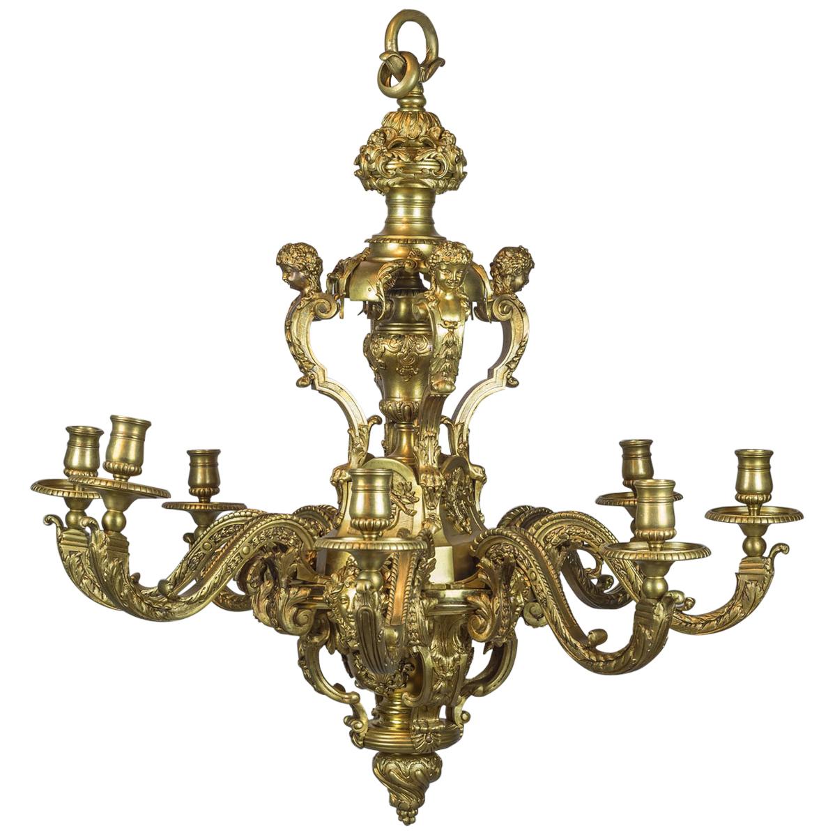 High Quality of Regence Style Gilt-Bronze Chandelier, circa 1900 For Sale