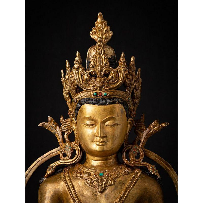 Statua di Buddha Nepalese in bronzo antico di alta qualità In condizioni buone a DEVENTER, NL