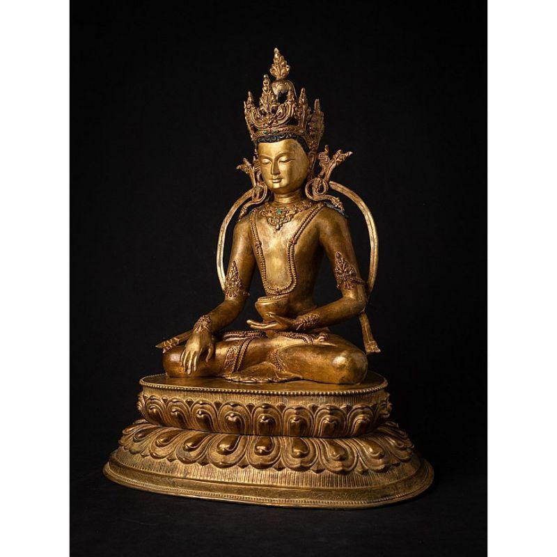 XX secolo Statua di Buddha Nepalese in bronzo antico di alta qualità
