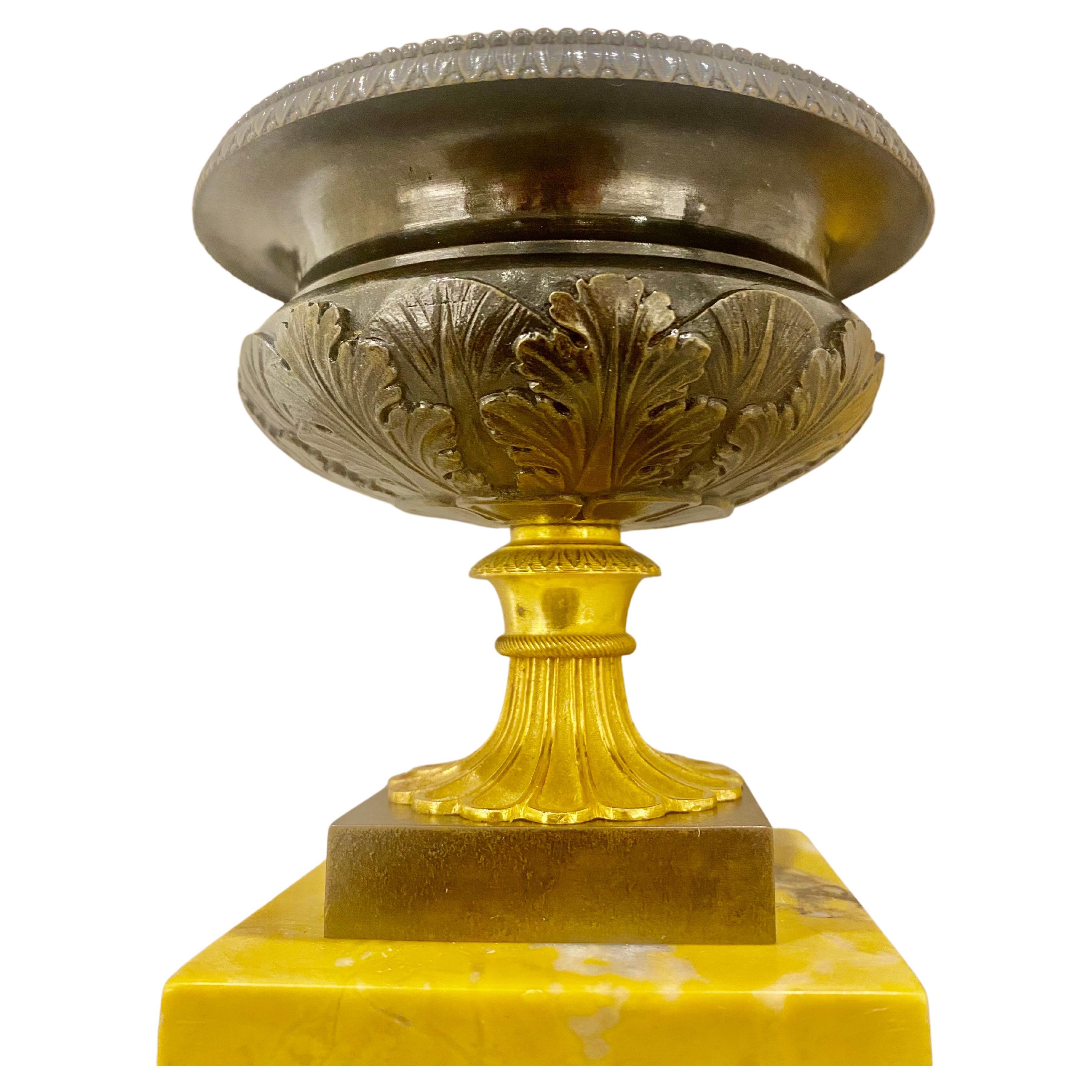 Paire de tazza de haute qualité de style Régence en bronze et marbre de Sienne, datant d'environ 1820 en vente 4