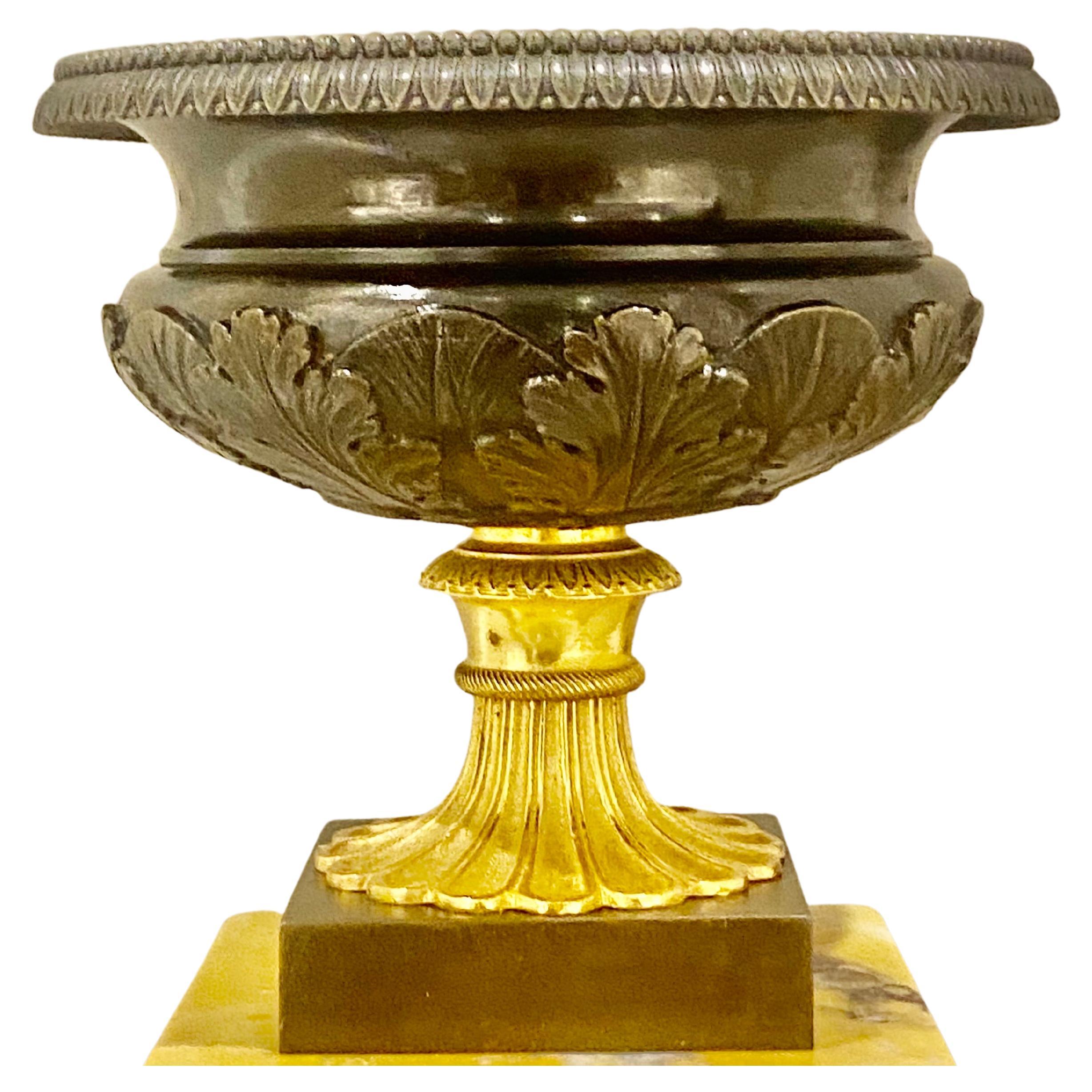 Paire de tazza de haute qualité de style Régence en bronze et marbre de Sienne, datant d'environ 1820 en vente 5