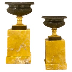 High Quality Pair of Regency Bronze & Sienna Marble Tazza circa 1820's