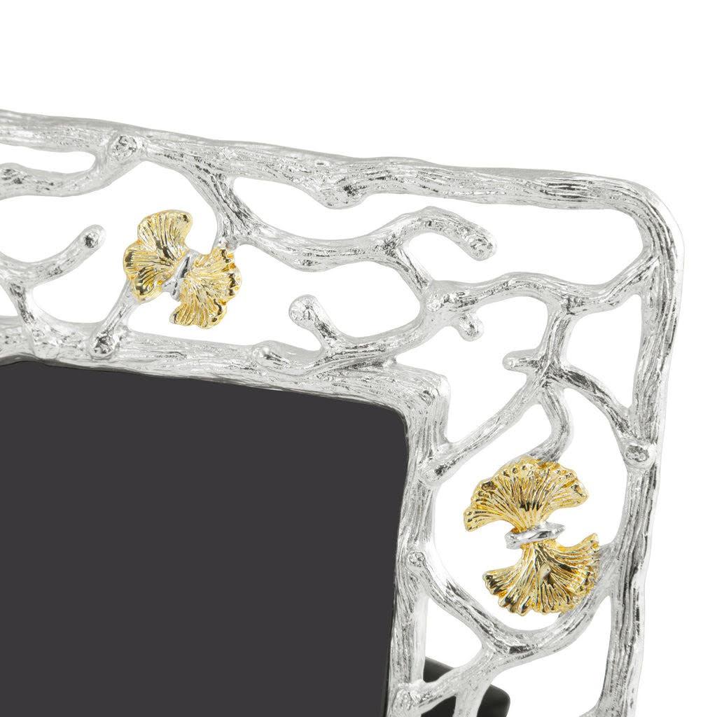 Marco de Fotos de Alta Calidad con Motivo de Mariposa en Metal Plateado y Dorado. Moderno en venta