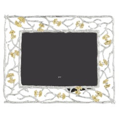 High-Quality Photo Frame with Butterfly Motif in Silver and Gold Metal.