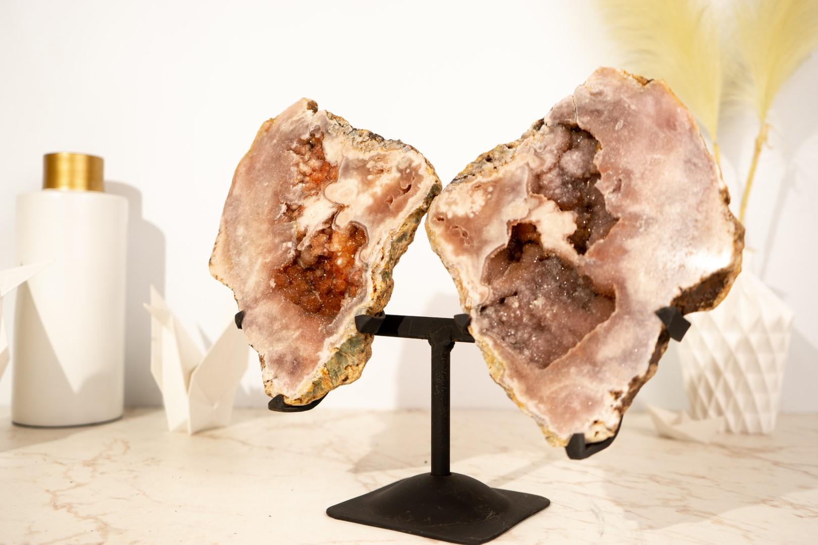 Geoda Mariposa Amatista Rosa (Alas de Ángel) con Druzy Brillante, Totalmente Natural en venta 4