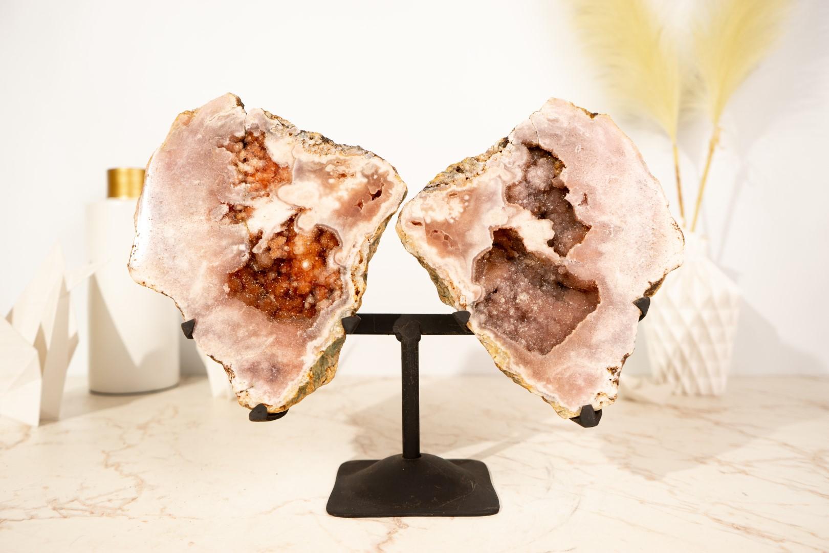 Geoda Mariposa Amatista Rosa (Alas de Ángel) con Druzy Brillante, Totalmente Natural en venta 6