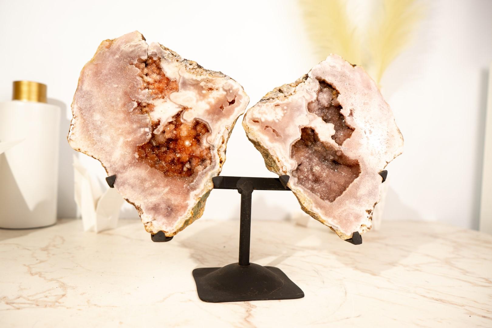 Geoda Mariposa Amatista Rosa (Alas de Ángel) con Druzy Brillante, Totalmente Natural en venta 7