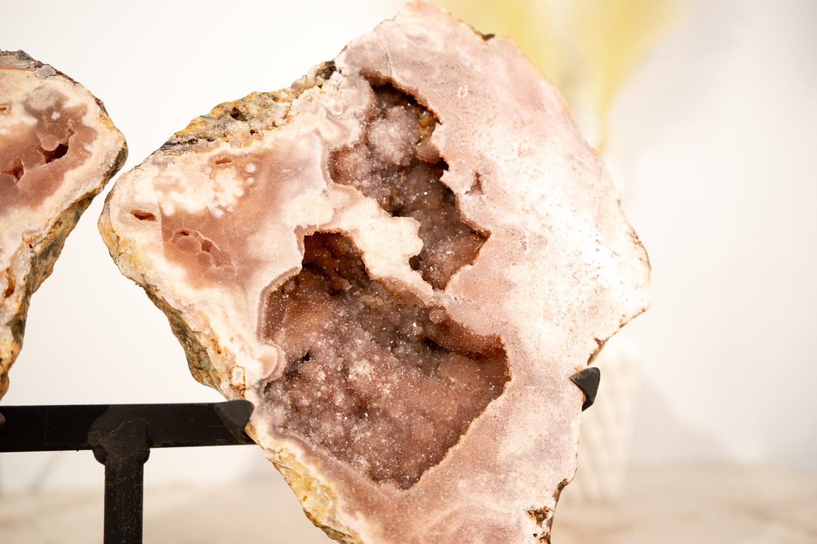 Geoda Mariposa Amatista Rosa (Alas de Ángel) con Druzy Brillante, Totalmente Natural Brasileño en venta
