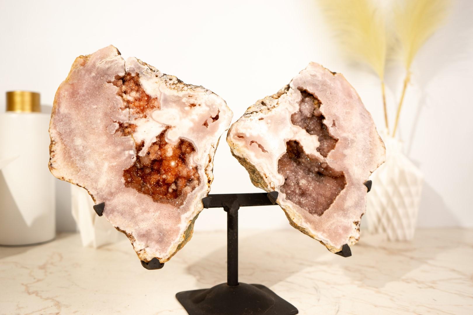Geoda Mariposa Amatista Rosa (Alas de Ángel) con Druzy Brillante, Totalmente Natural Cristal en venta
