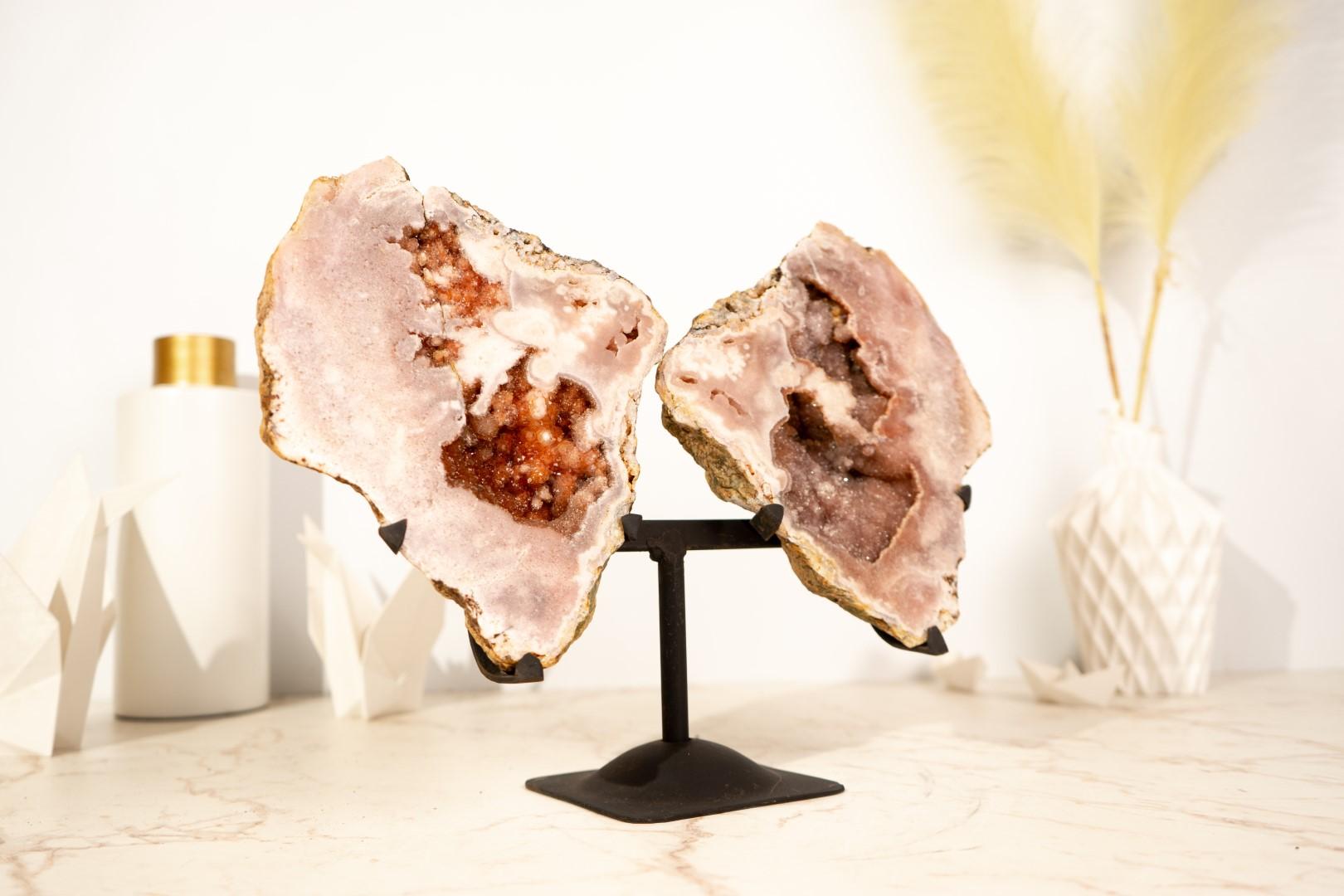 Geoda Mariposa Amatista Rosa (Alas de Ángel) con Druzy Brillante, Totalmente Natural en venta 2