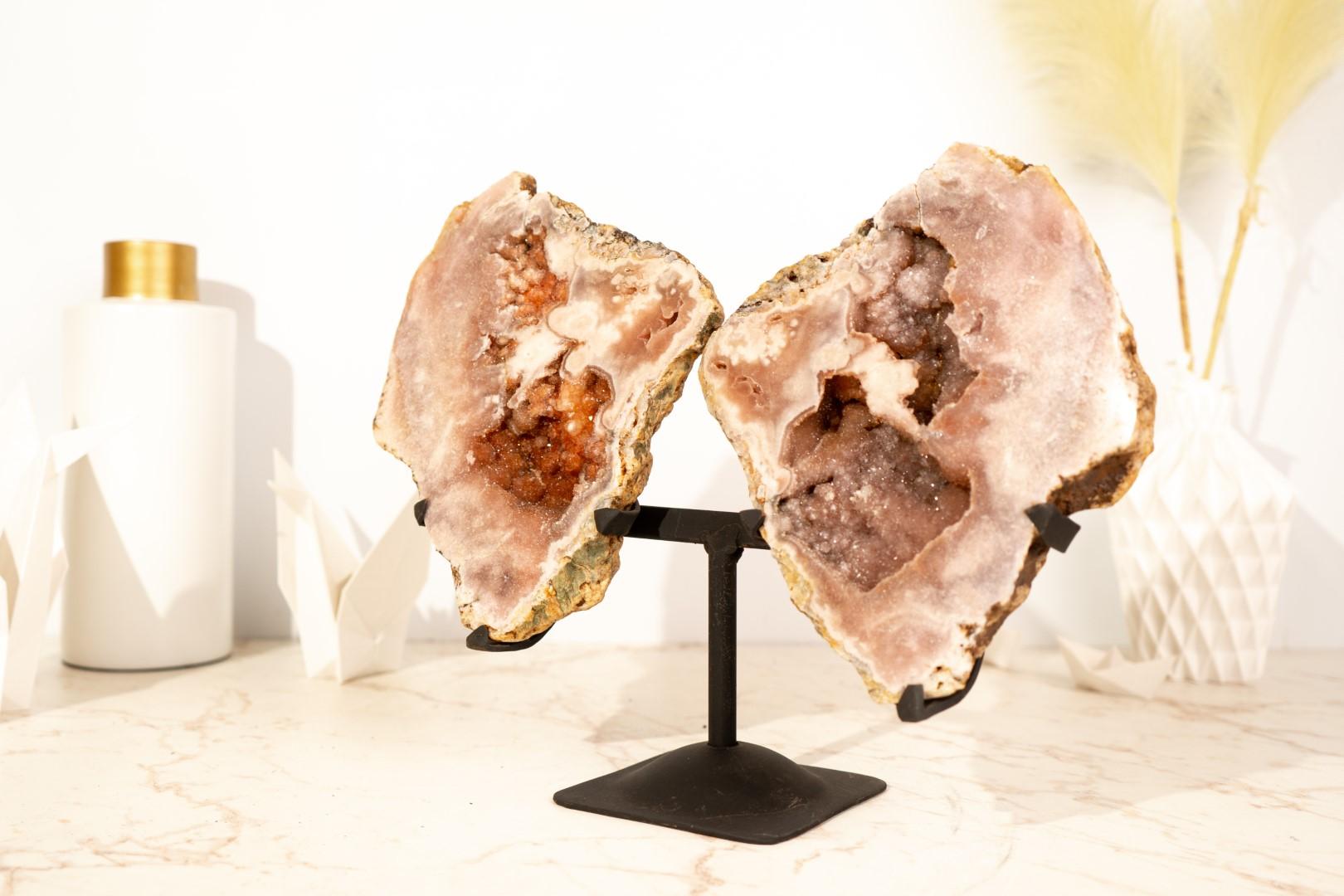 Geoda Mariposa Amatista Rosa (Alas de Ángel) con Druzy Brillante, Totalmente Natural en venta 3