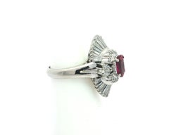 High Quality Platinum 3.20ctw GIA Ruby & Diamond Long Ballerina Dinner Ring