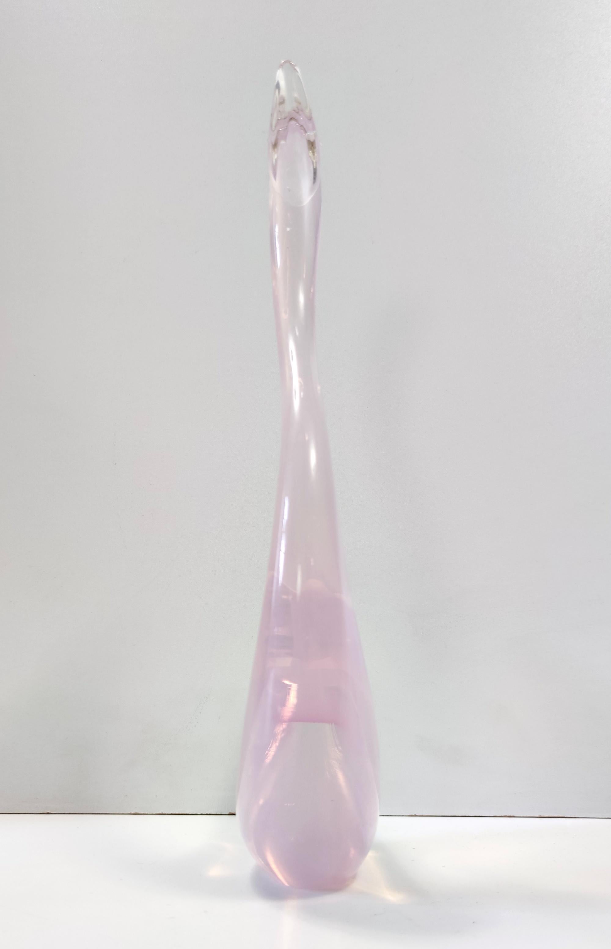 High-Quality Postmodern Pink Sommerso Murano Glass Swan by Elio Raffaeli, Italy For Sale 5