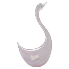 Cigno postmoderno di Murano Glass Sommerso rosa di alta qualità di Elio Raffaeli, Italia