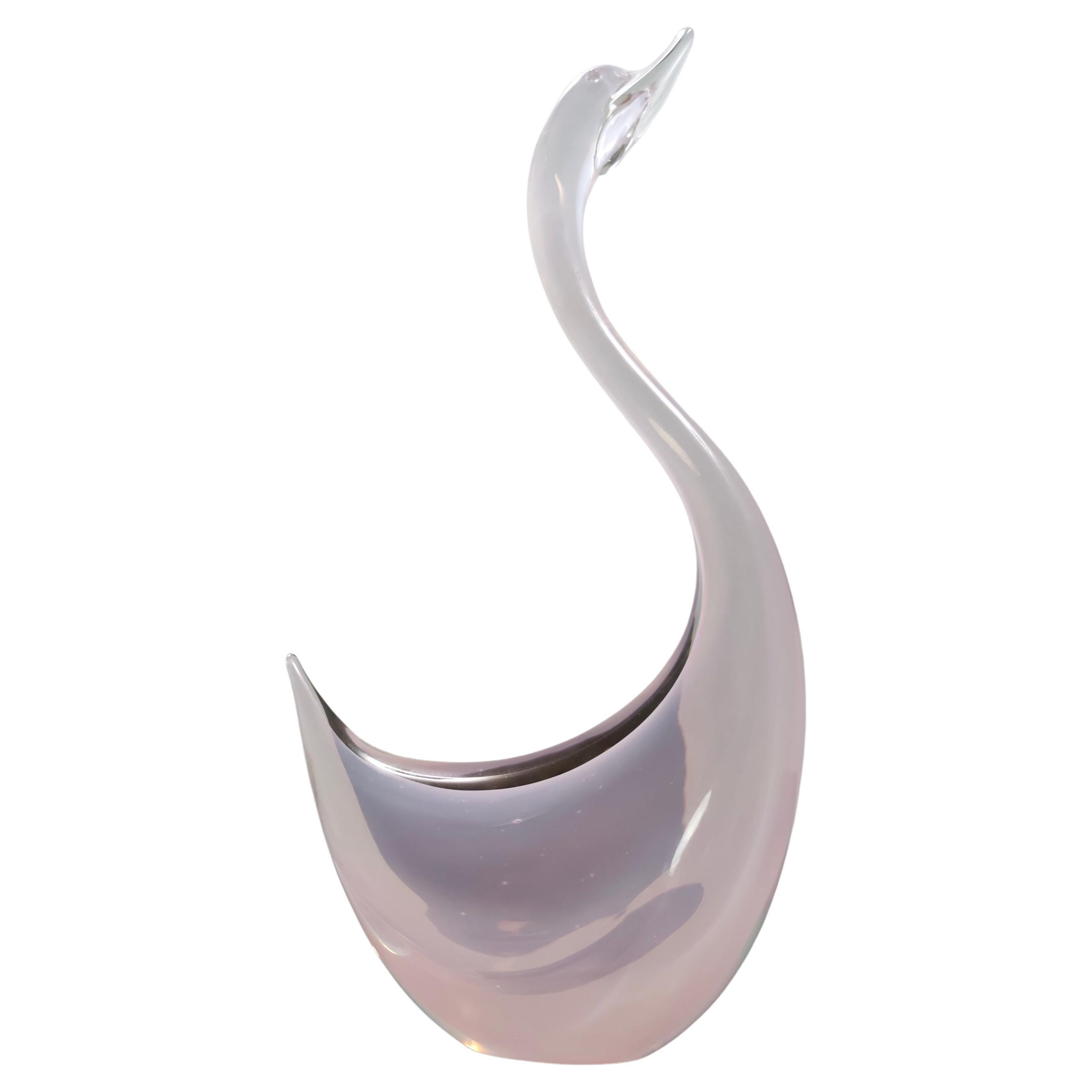 Italian High-Quality Postmodern Pink Sommerso Murano Glass Swan by Elio Raffaeli, Italy For Sale
