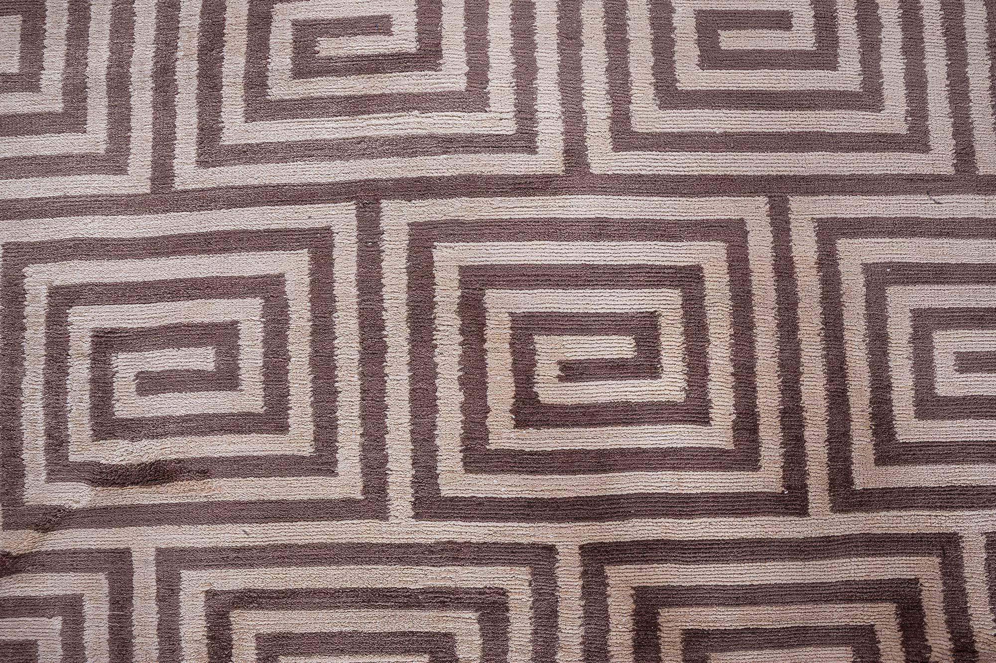 Nepalese Modern Tibetan 'Prism' Art Deco Style Silk Rug by Doris Leslie Blau For Sale