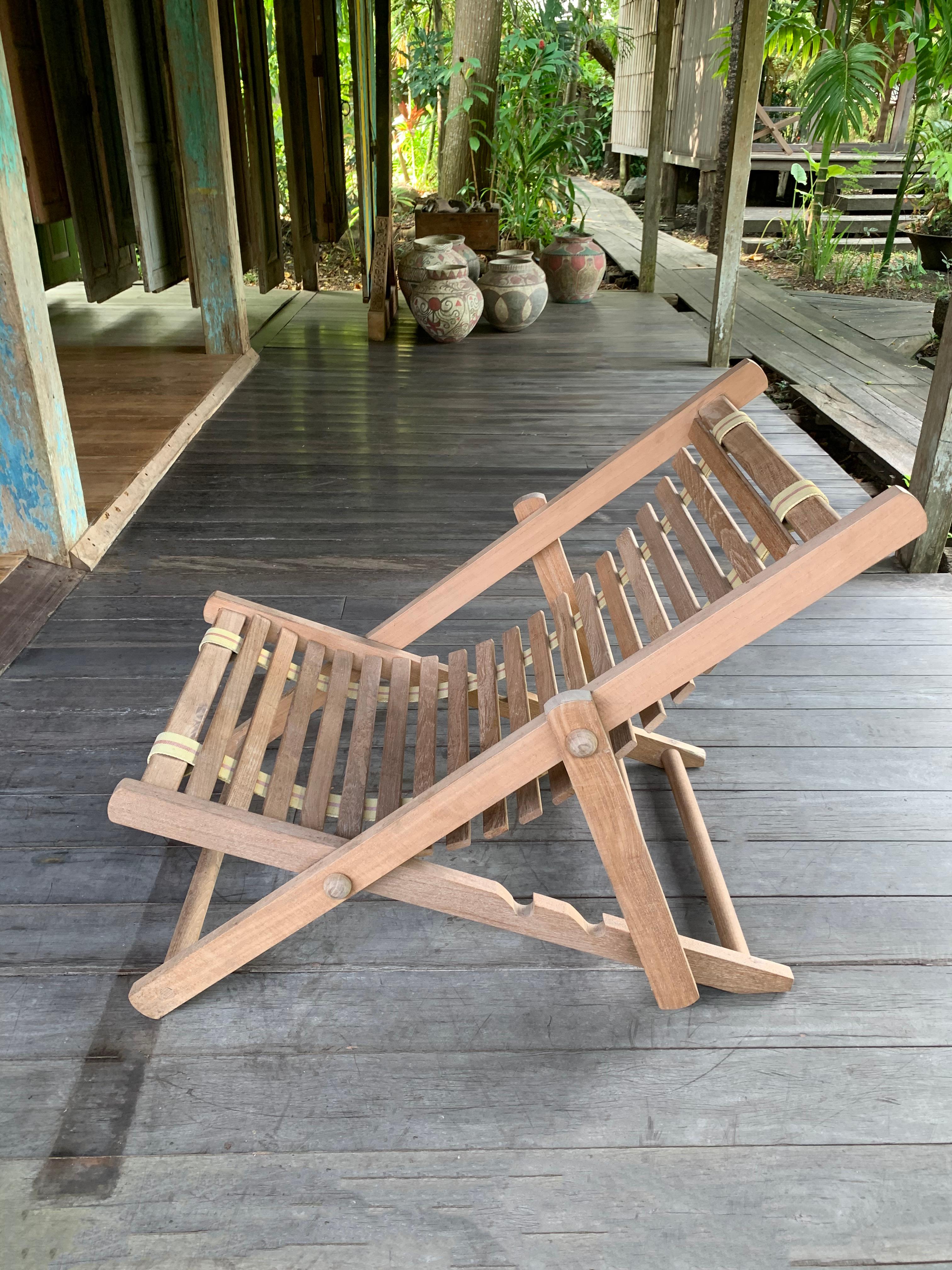 Modern High Quality Reclaimed Teak Wood Foldable Lounge Chair For Sale