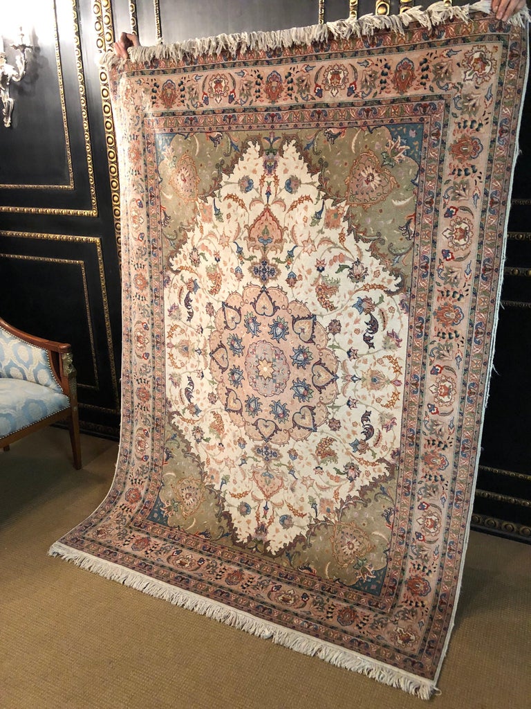 High Quality Rug, Carpet Cork Wool with Silk Very Fine Knotted For Sale at 1stDibs