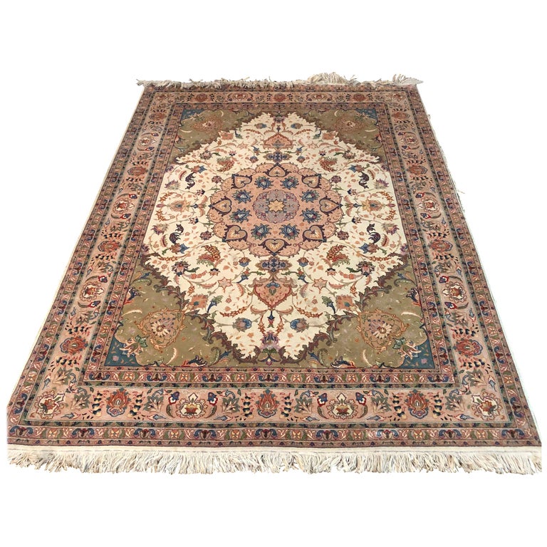 High Quality Rug, Carpet Cork Wool with Silk Very Fine Knotted For Sale at 1stDibs