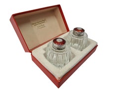 High-quality salt and pepper set, sterling silver, enamel, 1950s, Meka, Denmark
