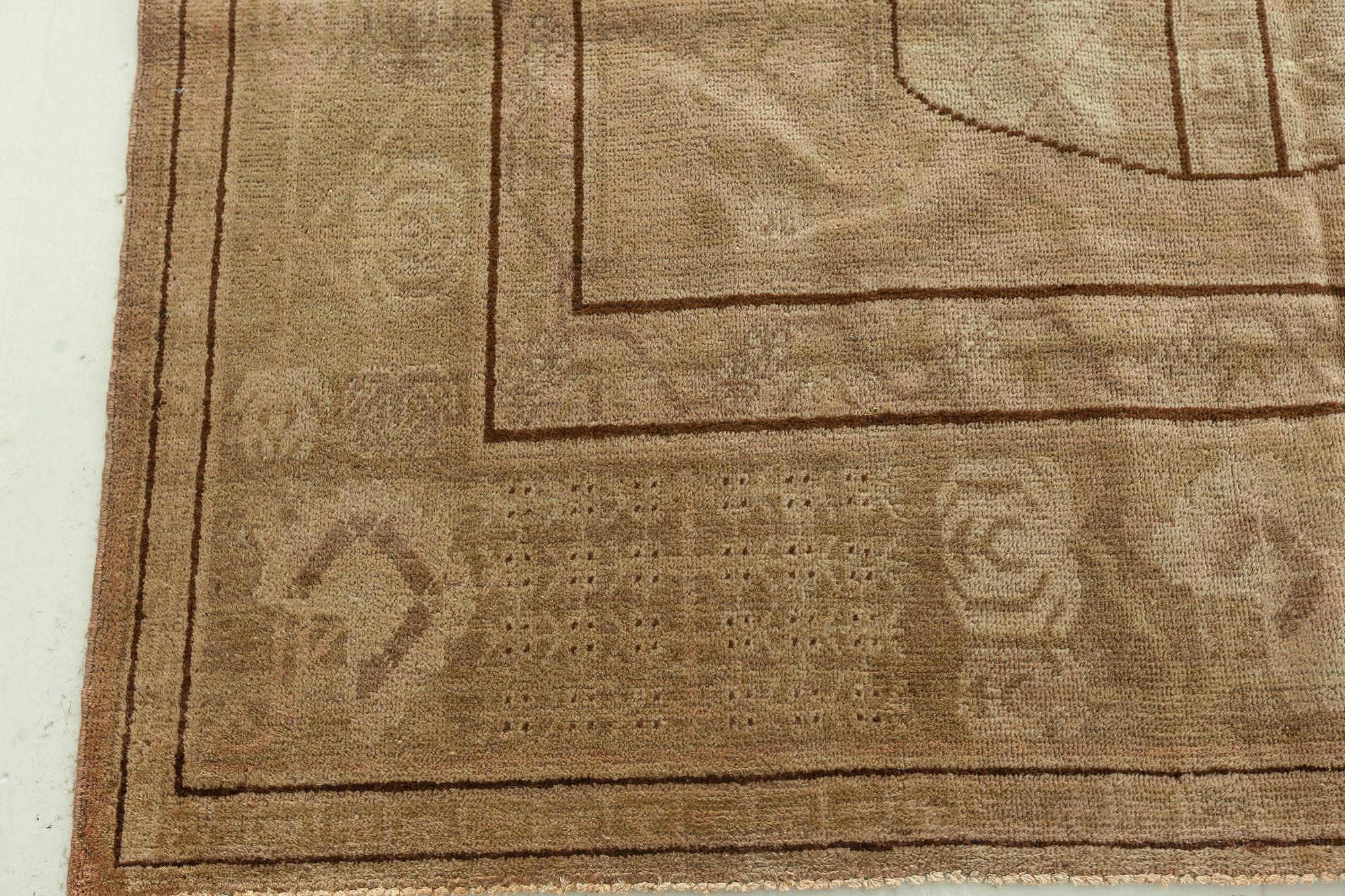 Turkestan Mid-20th Century Samarkand Handmade Wool Rug For Sale