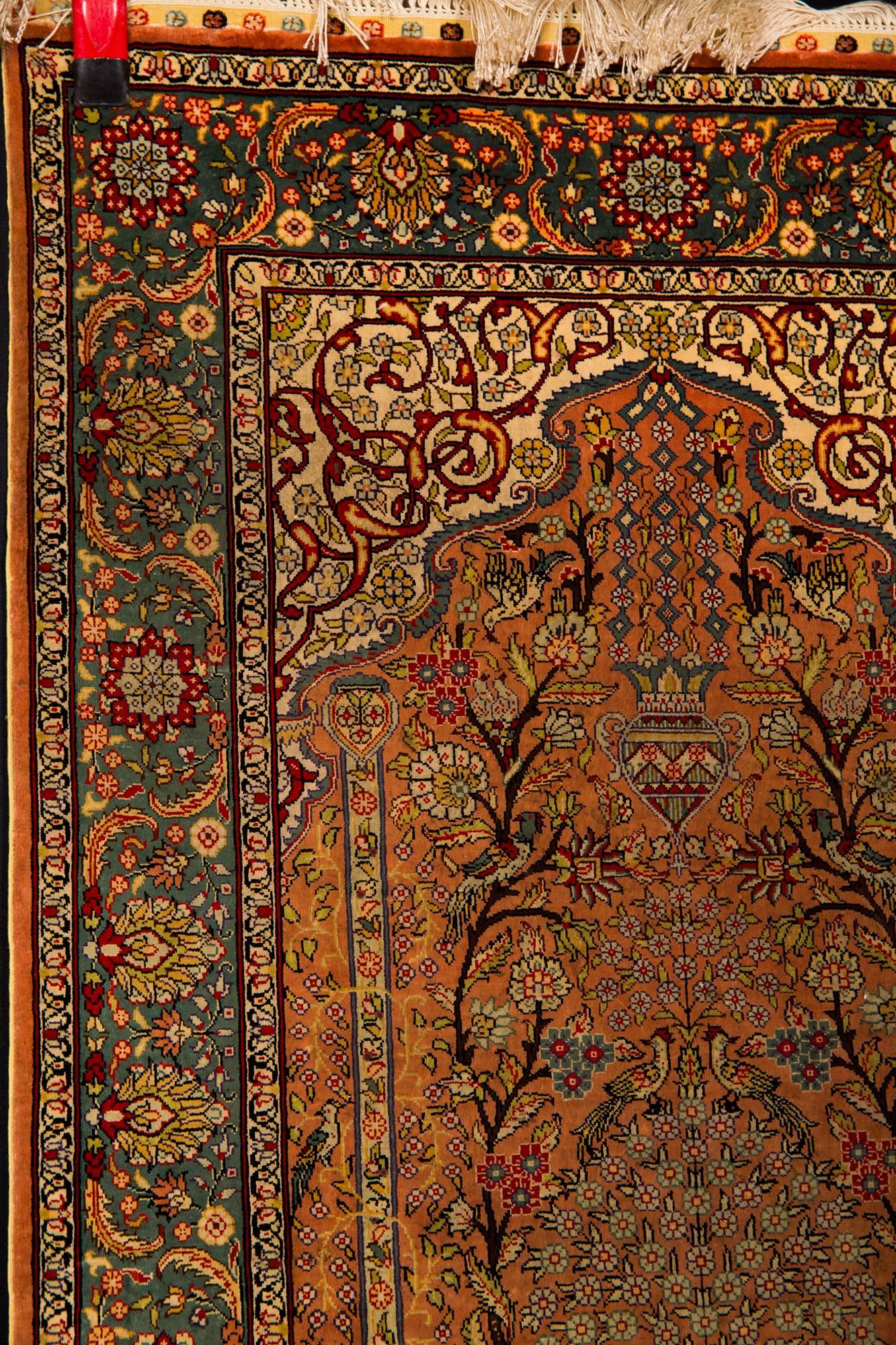 Hand-Knotted High Quality Silk Carpet Kayseri Rug