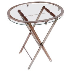Mesa de servicio vintage plateada de alta calidad con tablero extraíble