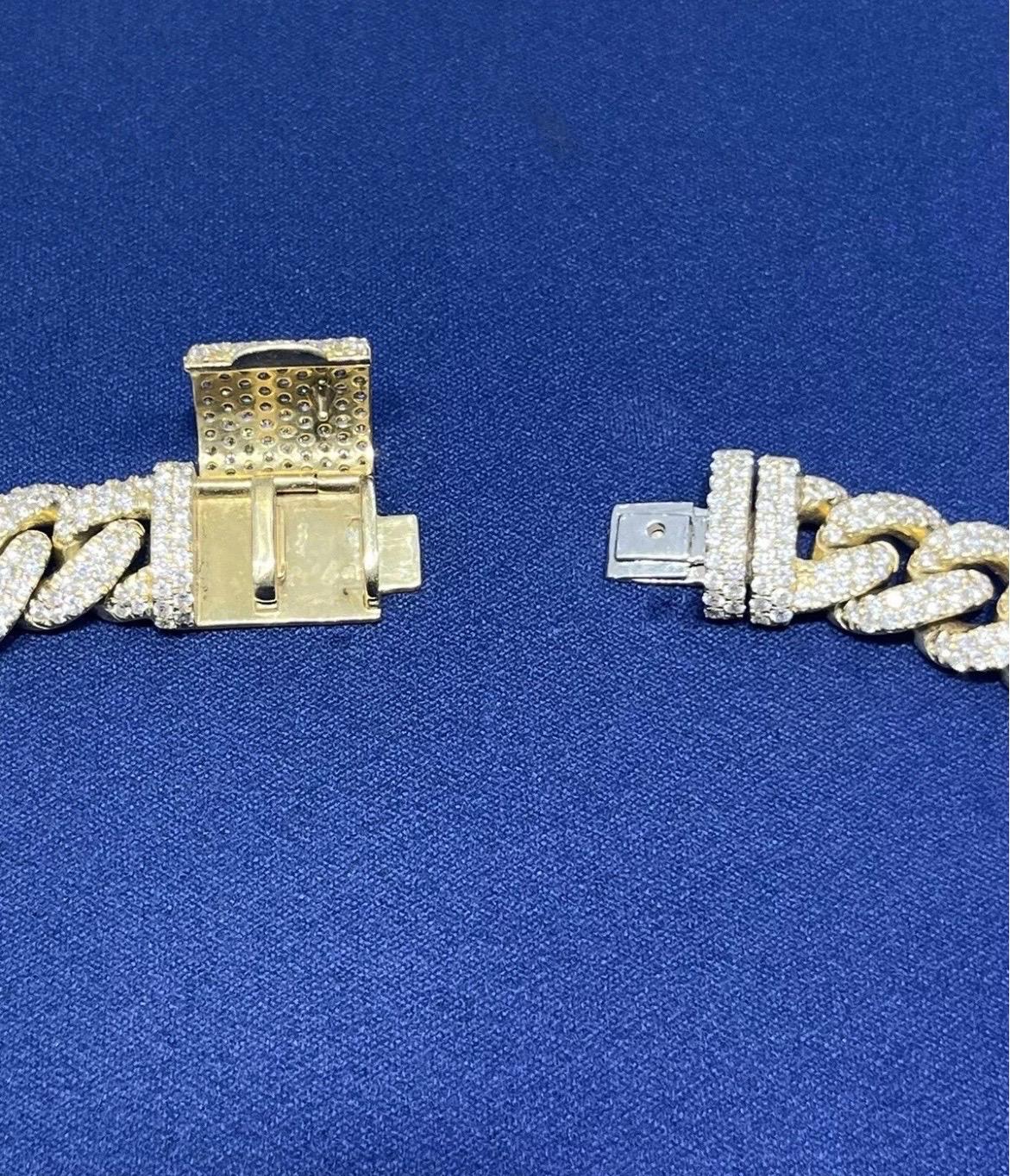 High Quality Solid 14k Yellow Gold Natural Diamond Miami Cuban Link Chain 24