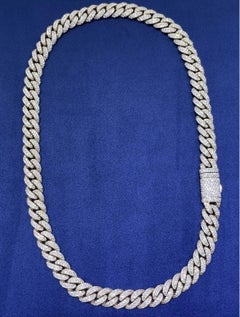 High Quality Solid 14k Yellow Gold Natural Diamond Miami Cuban Link Chain 24" in