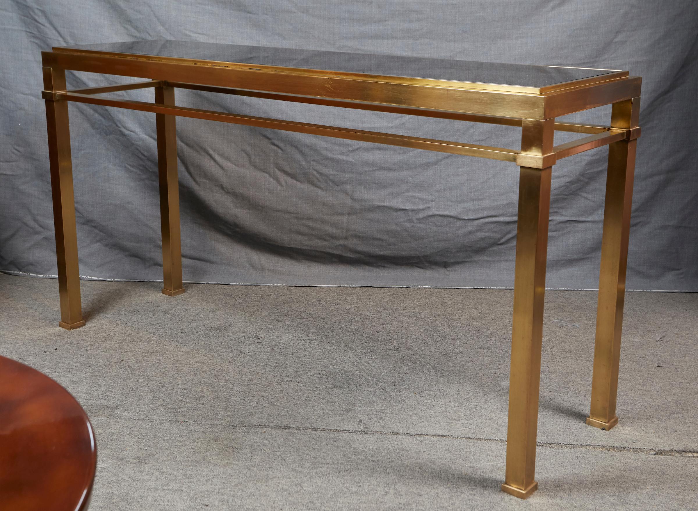 High Quality Solid Polished Brass Console Table by Maison Jansen In Good Condition In Montreal, QC