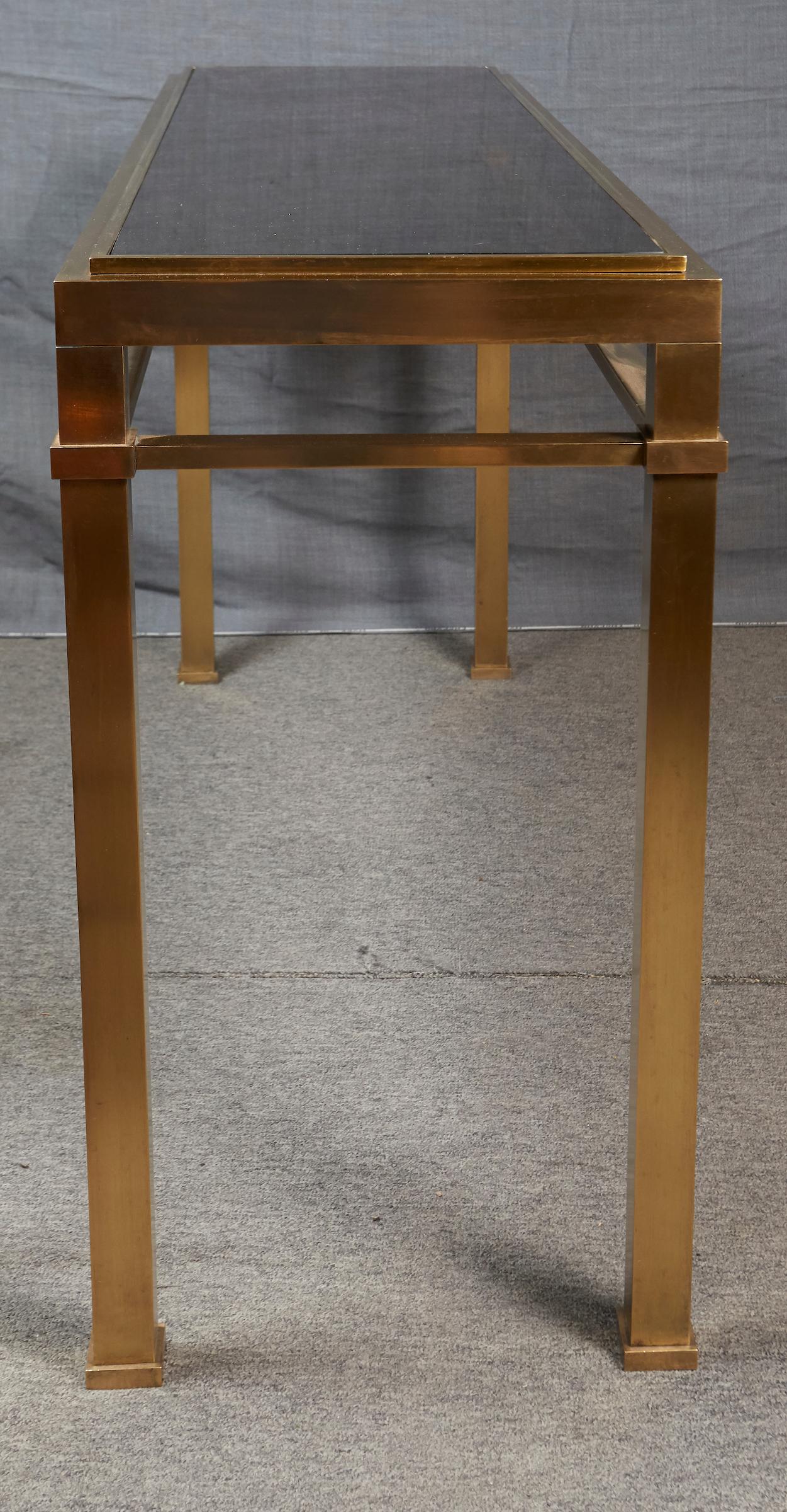 Mid-20th Century High Quality Solid Polished Brass Console Table by Maison Jansen