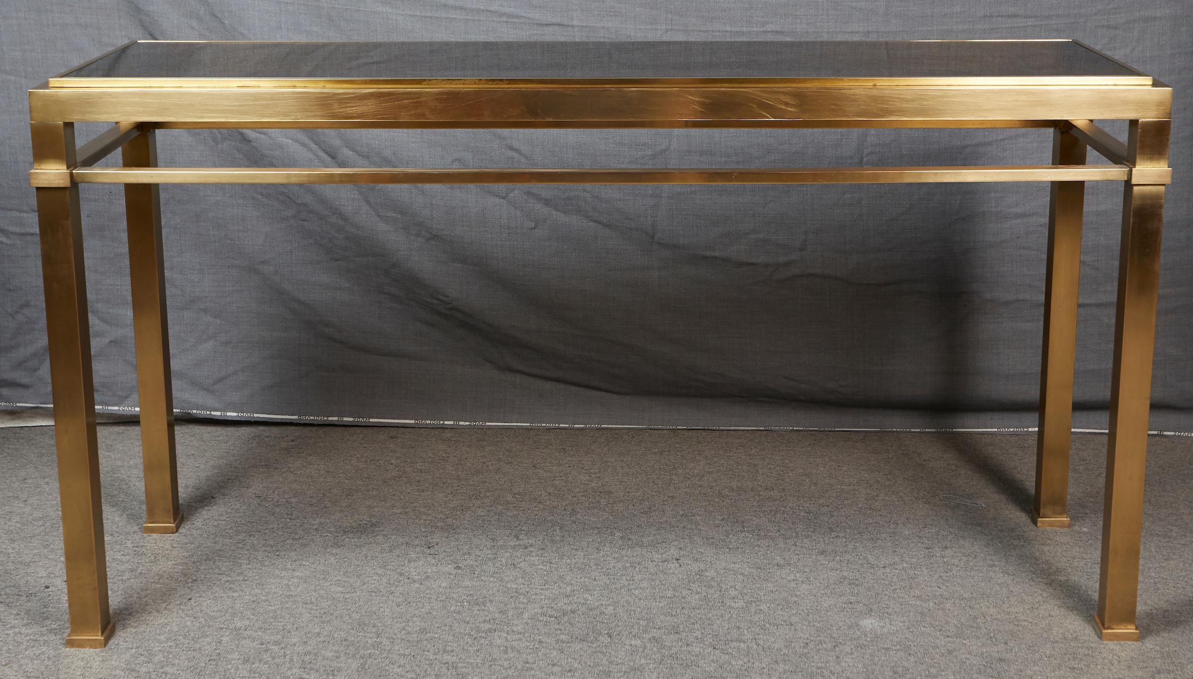 High Quality Solid Polished Brass Console Table by Maison Jansen 1