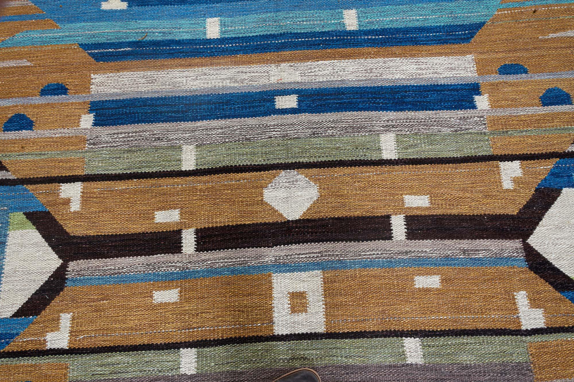 Scandinavian Modern High-Quality Swedish Design Flat-Weave Wool Rug by Doris Leslie Blau For Sale