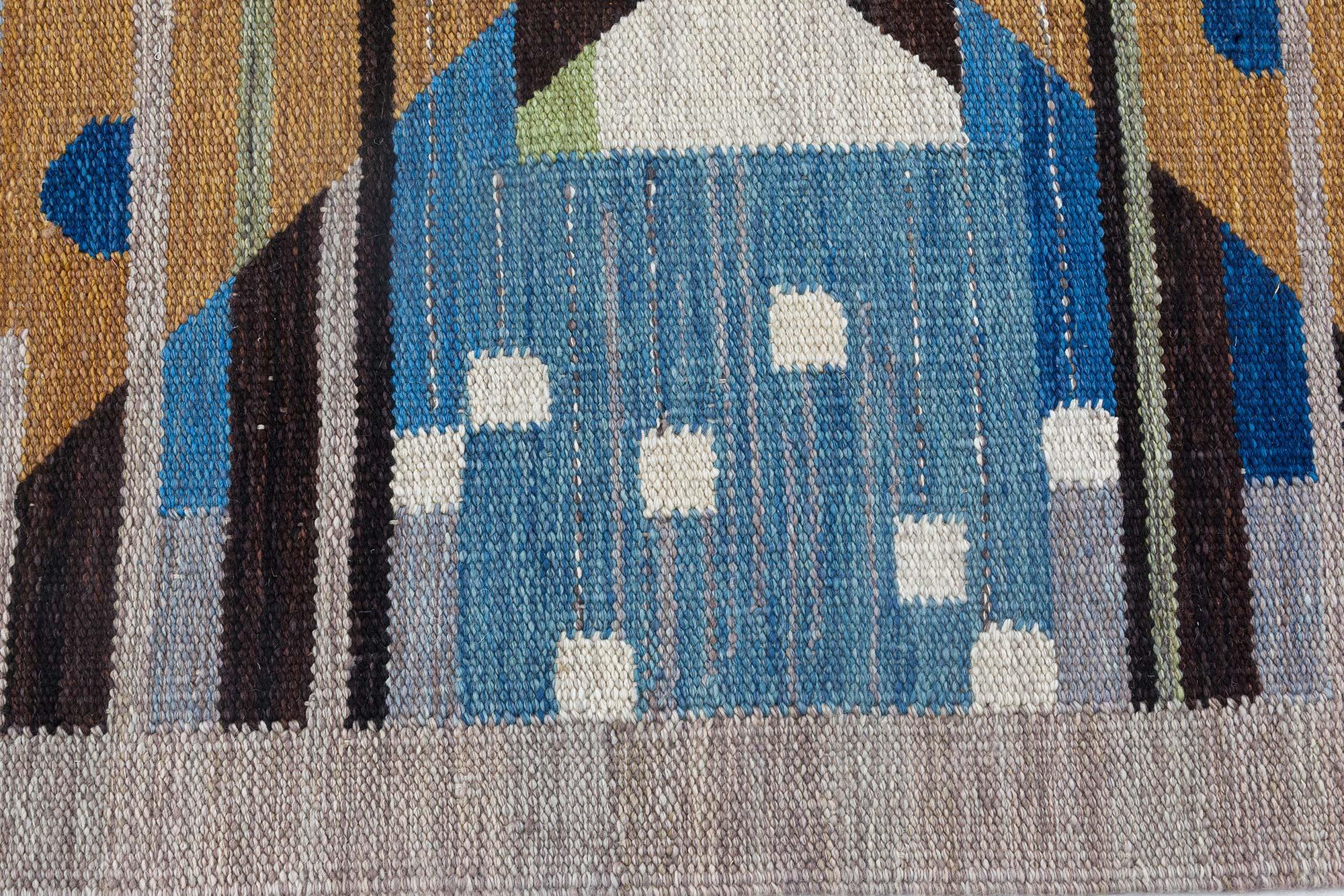 Scandinavian High-Quality Swedish Design Flat-Weave Wool Rug by Doris Leslie Blau For Sale