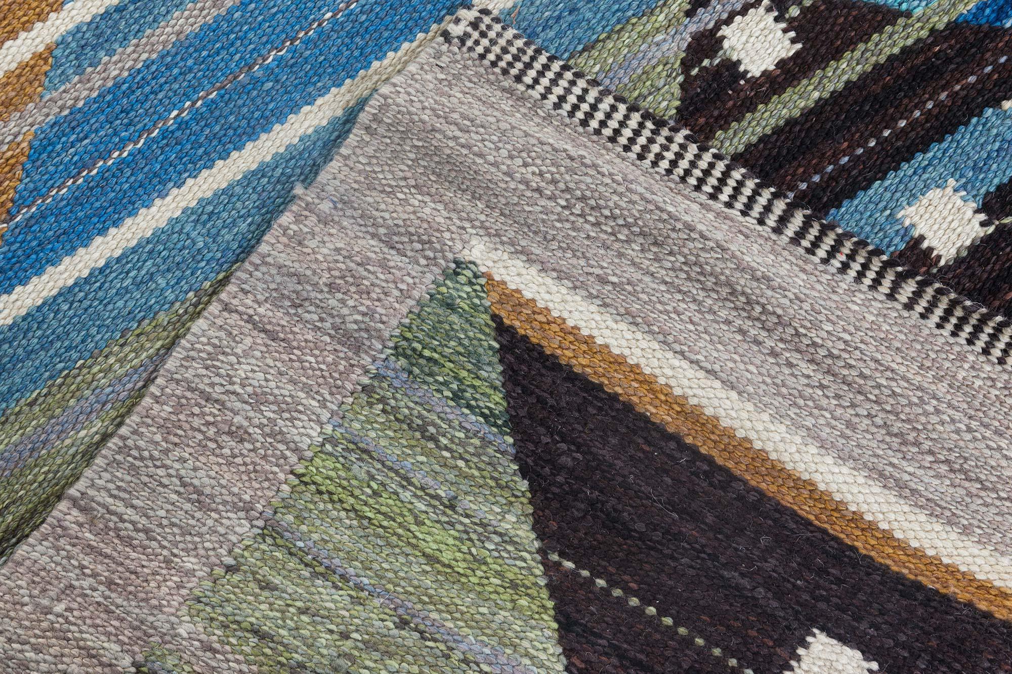 Contemporary High-Quality Swedish Design Flat-Weave Wool Rug by Doris Leslie Blau For Sale