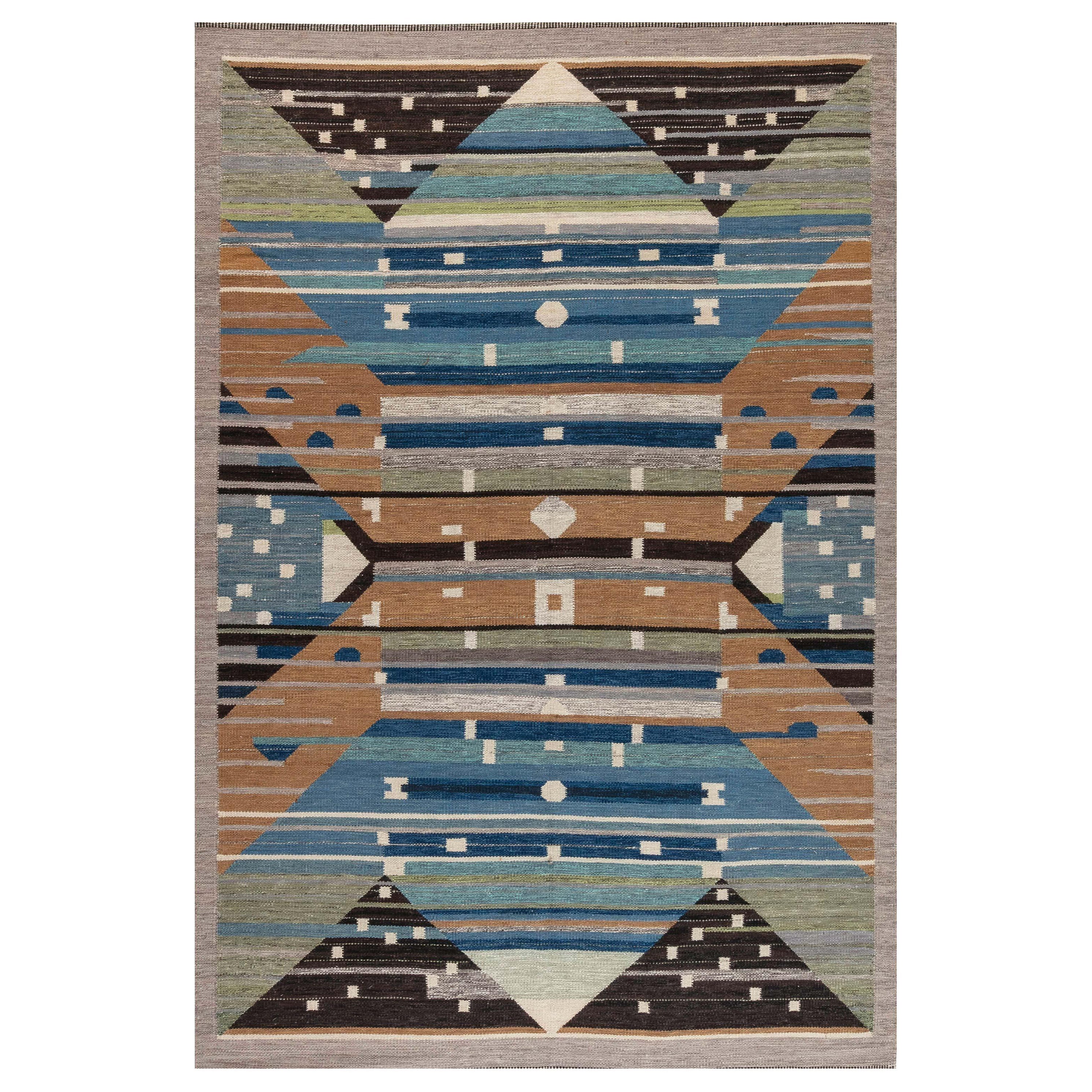 High-Quality Swedish Design Flat-Weave Wool Rug by Doris Leslie Blau For Sale