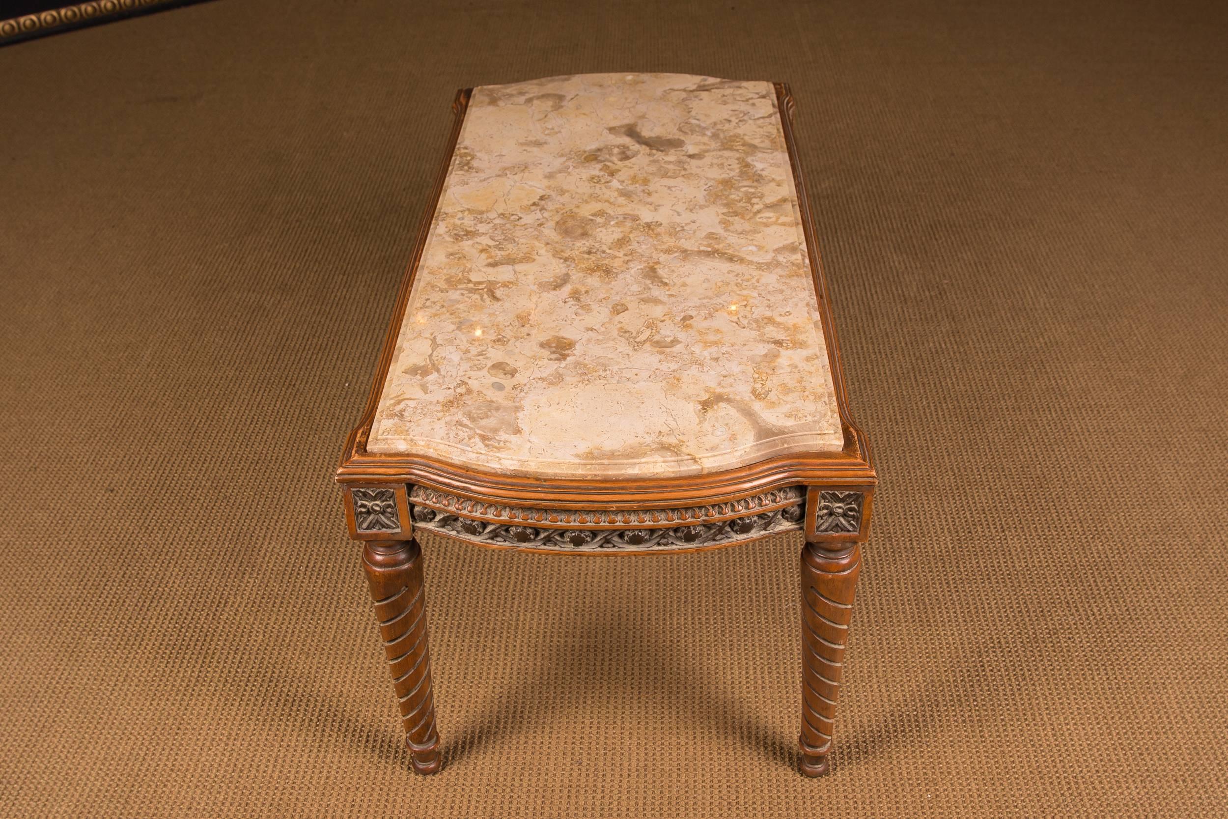 20th Century High Quality Table with Marble Top in Louis Seize Style