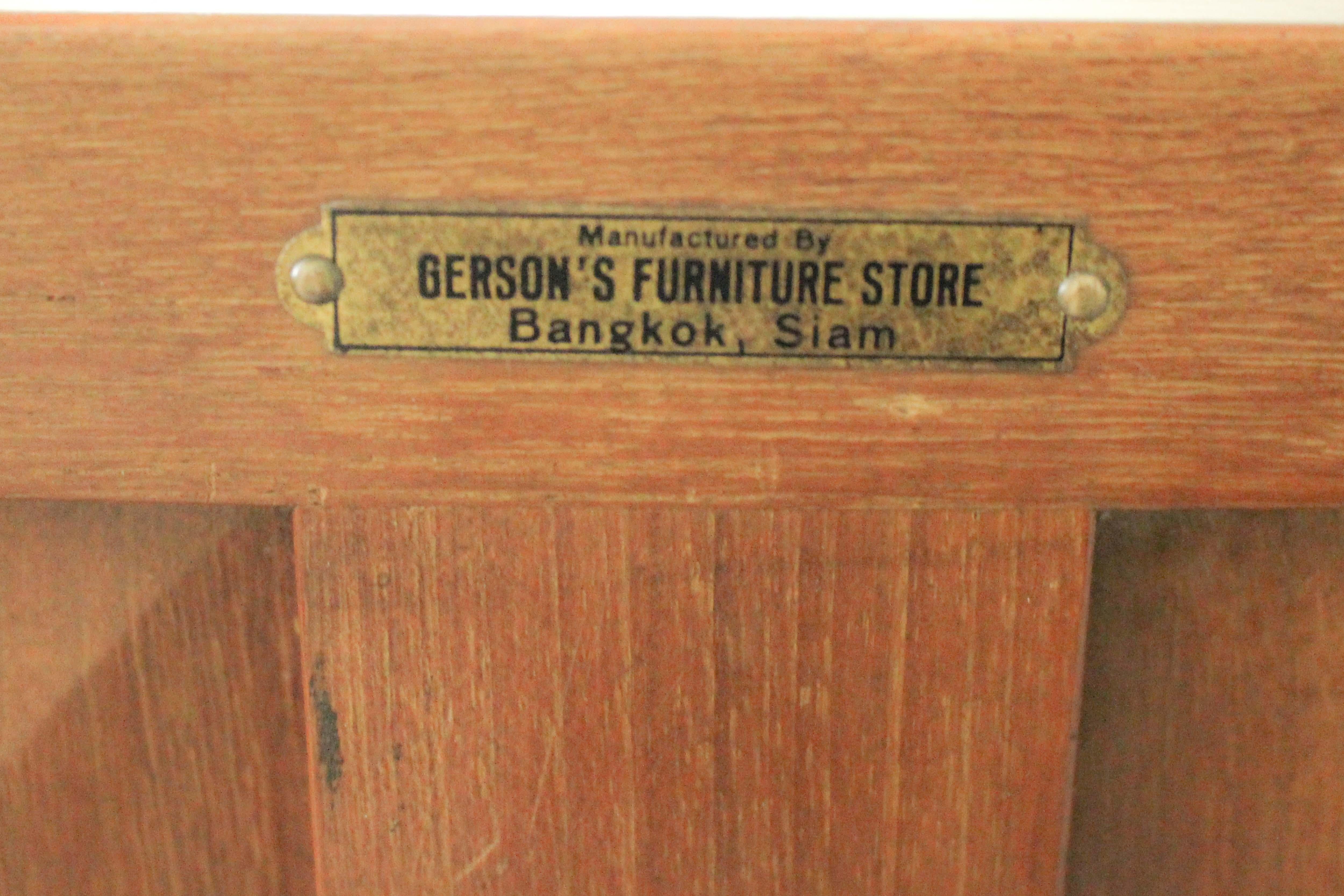 High quality teak art deco secretaire by Gerson’s furniture store, Bangkok 1930s For Sale 10