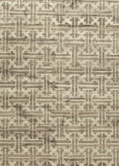 Modern Terra Beige and Brown Hand-Knotted Wool Rug by Doris Leslie Blau