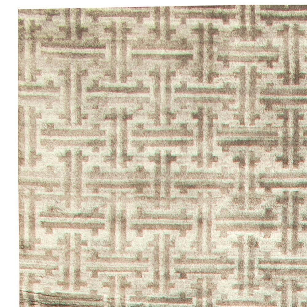 Terra-Teppich in Beige und Braun aus natürlicher Wolle von Doris Leslie Blau in hoher Qualität (Handgeknüpft) im Angebot
