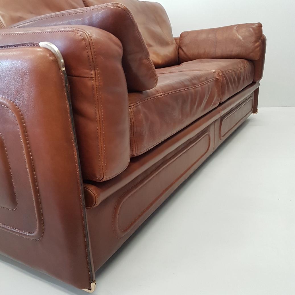 Industrial High Quality Thick Leather Sofa Model Miami by Baxter, 1993